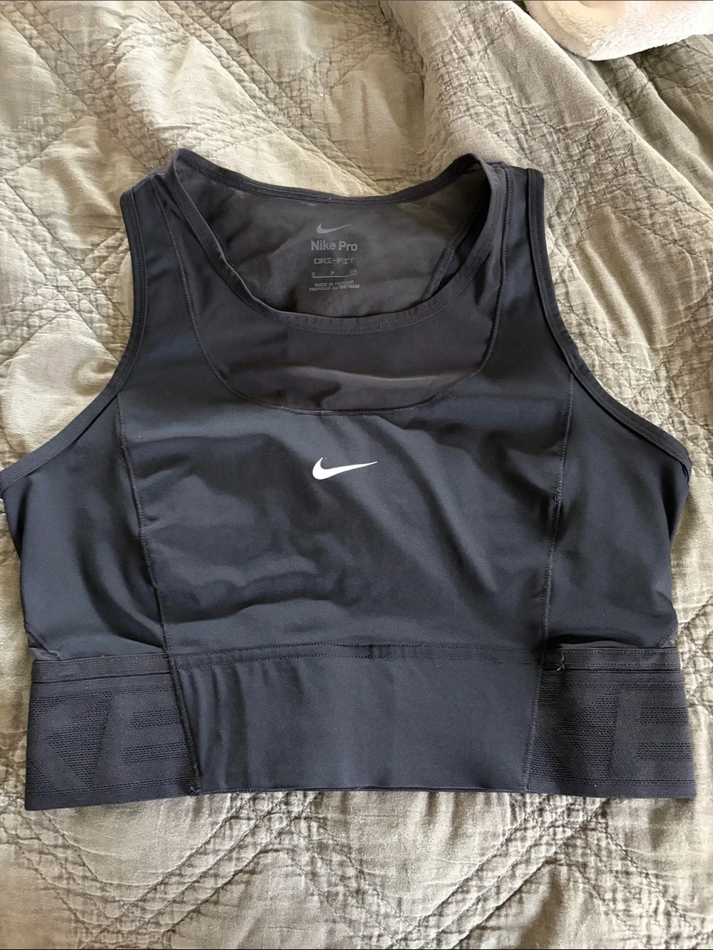 Nike Black Dri-FIT Supportive Mid-Impact Sports Bra with White Swoosh